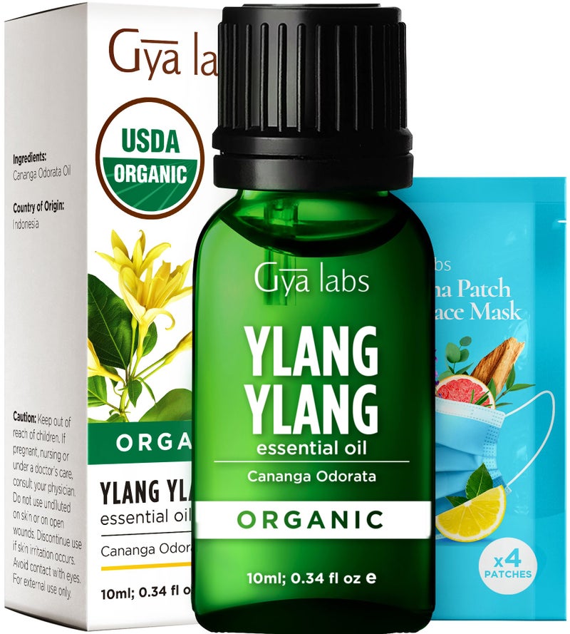 Gya Labs Organic Ylang Ylang Essential Oil - 0.34 Fl Oz - for Skin, Hair, Diffuser, Aromatherapy, DIY Candle Making Scents - Image 1
